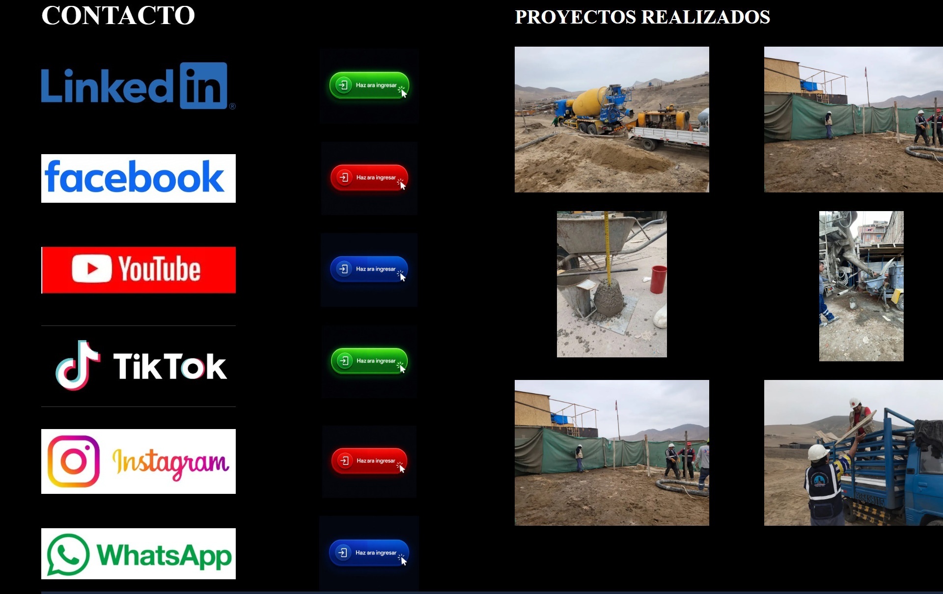 Contacto y proyectos realizados